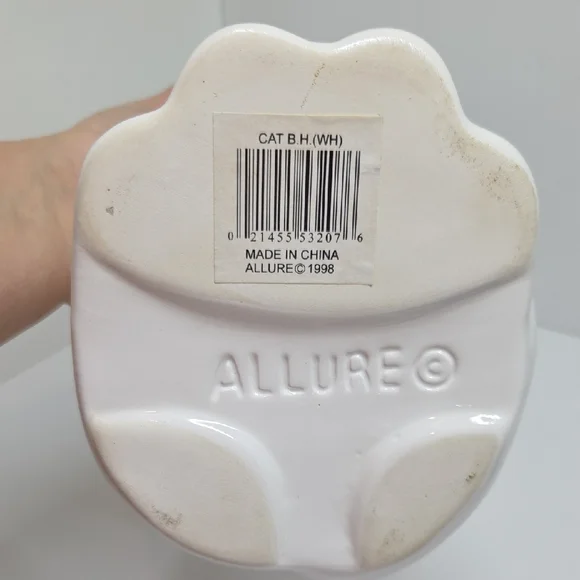 ALLURE Elegant White Ceramic Cat Toilet Brush Holder - Picture 6 of 8